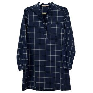 Hutch Women’s Navy Windowpane Long Sleeve‎ Tunic Dress  Sz M